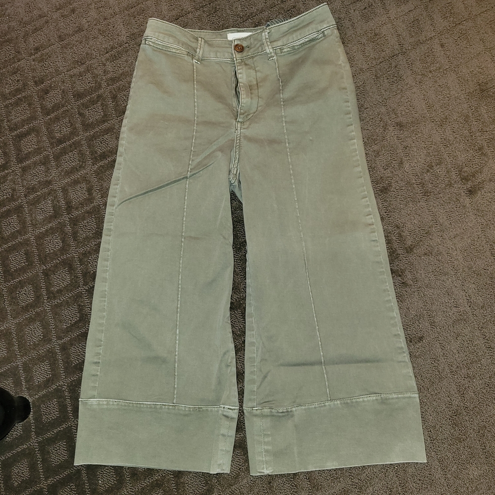 Anthropologie Olive Wide-Leg Jeans